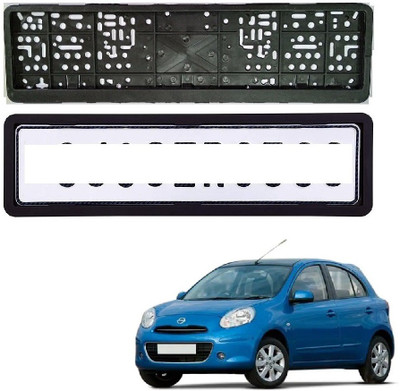 SPREADX Car number plate frame protective holder Front&Back Side for Nissan Micra Type-1 Car Number Plate(Plastic 14 cm  x  2 cm)