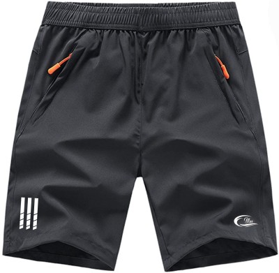 C BLUE Solid Men Black Sports Shorts