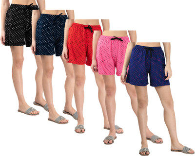 KAVYA Polka Print Women Multicolor Regular Shorts