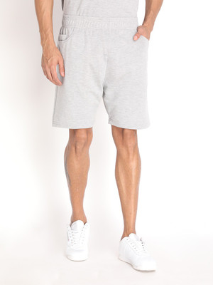 CHKOKKO Solid Men Silver Basic Shorts