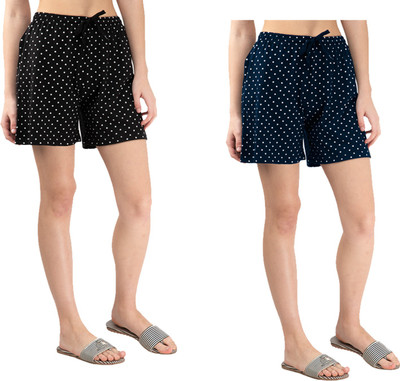 IndiWeaves Polka Print Women Multicolor Regular Shorts