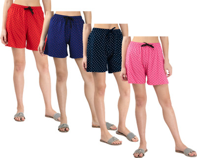 IndiWeaves Polka Print Women Multicolor Regular Shorts