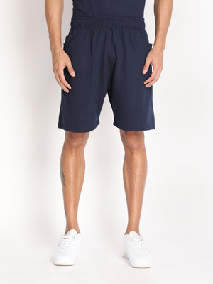CHKOKKO Solid Men Dark Blue Basic Shorts