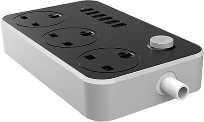 WunderVoX 3.4A 3 International Power Socket 6 USB 3  Socket Extension Boards(Grey, 2 m, With USB Port)