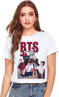 OJSR Printed Women Round Neck White T-Shirt