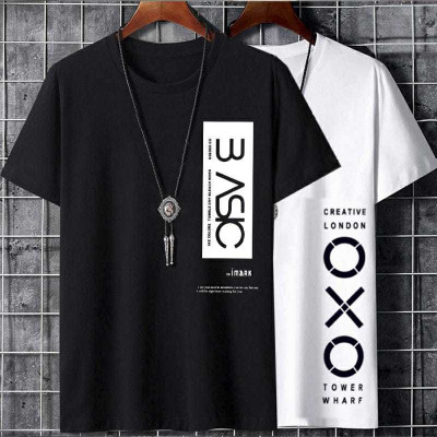Printed Men Black T-Shirt(Pack of 2)
