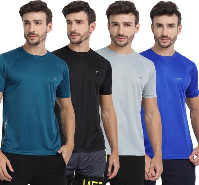 FTX Solid Men Round Neck Multicolor T-Shirt