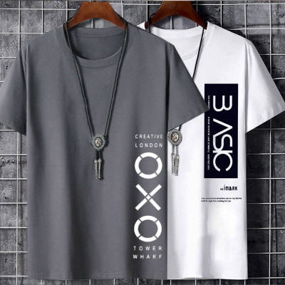 Printed Men Grey T-Shirt(Pack of 2)
