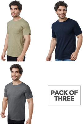 The Souled Store Solid Men Round Neck Multicolor T-Shirt