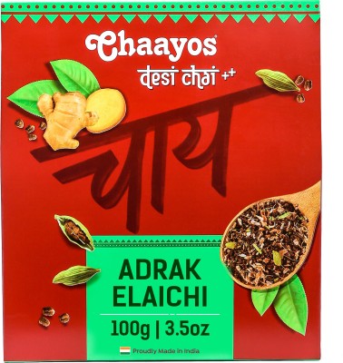 Chaayos Premium Adrak Elaichi Chai Patti - Immunity Booster (Ginger, Cardamom) Healthy Tea with Natural Spices (50 Cups) Tea Pouch(100 g)