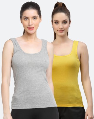 FBAR Casual Solid Women Grey, Yellow Top