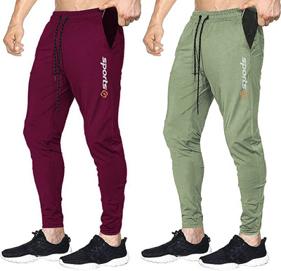 AVOLT Solid Men Light Green, Maroon Track Pants