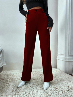 KOTTY Regular Fit Women Maroon Trousers