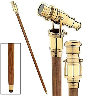EBULL Telescope Brass Handle Walking Stick Foldable Wooden Walking Stick Walking Stick