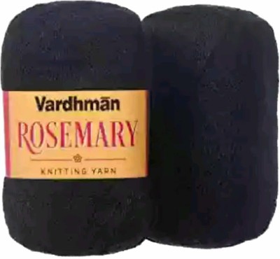 JEFFY Vardhman Rosemary Wool Hand Knitting/Art Craft Soft Yarn, 400 Gram Black