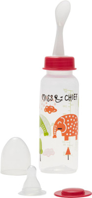 Miss & Chief by Flipkart Slim Neck Baby Feeding Bottle 250ml (1 Feeder Spoon, 1 Nipple, PP, BPA Free) - 250 ml(Pink)