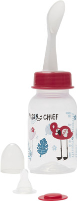 Miss & Chief by Flipkart Slim Neck Baby Feeding Bottle 125ml (1 Feeder Spoon, 1 Nipple, PP, BPA Free) - 125 ml(Pink)