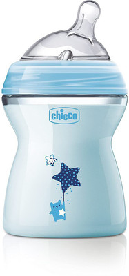 Chicco Natural Feeling Baby Milk Feeding Bottle with Wide Neck, Anti-Colic 250ml blue - 250 ml(Blue)