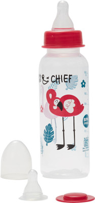 Miss & Chief by Flipkart Slim Neck Baby Feeding Bottle 250ml with 2 Nipples (PP, BPA Free) - 250 ml(Pink)