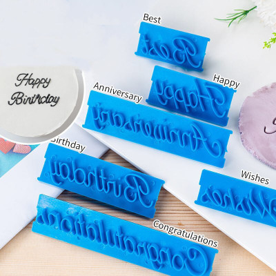 MAFAHH 6Pcs Plastic Letters Printing Fondant Cake Biscuit Mold Biscuit Baking Cookie Cutter(Pack of 6)