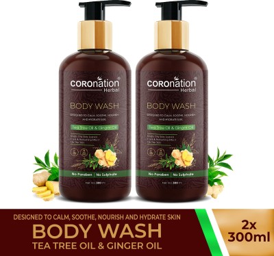 COROnation Herbal Tea Tree Oil & Ginger Oil Body Wash - Pack of 2(600 ml)
