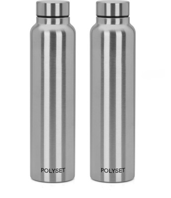 POLYSET by Polyset Plastics Private Limited - India Livo Screw-lid 1000ml, Single Wall Steel Bottle, Silver, Pack of 2 1000 ml Bottle(Pack of 2, Silver, Steel)