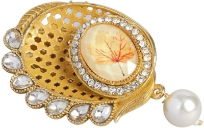 ACCESSHER Women Gold Toned Handcrafted Enamelled Brooch Brooch(Gold)