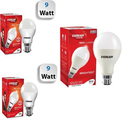 EVEREADY 14 W, 14 W, 9 W Standard B22 D LED Bulb(White, Pack of 3)