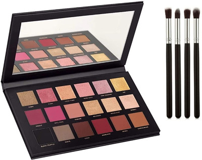 FOZZBY 18 Color Women eyeshadow palette with 4 Pc Makeup Brush set Combo Of Rose Gold Edition for Party and Light Makeup ( 5 item set )(5 Items in the set)