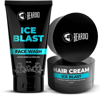 BEARDO Cooling Combo Ice Blast Facewash & Ice Blast Cooling Hair Cream (For Daily Use)  (2 Items in the set)