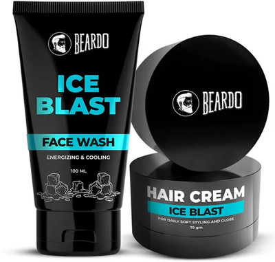 BEARDO Cooling Combo Ice Blast Facewash & Ice Blast Cooling Hair Cream (For Daily Use) (2 Items in the set)