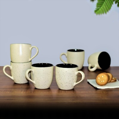 Greenila Pack of 6 Ceramic Coffee Cups/Mugs - 180ml(White, Cup)