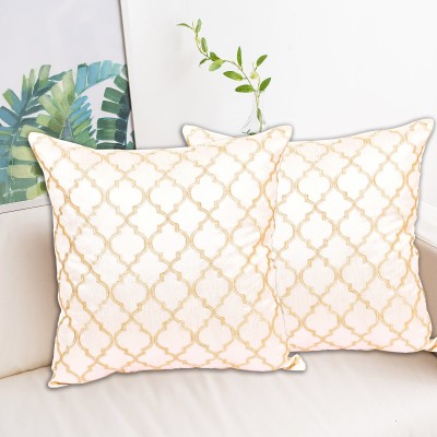 INDHOME LIFE Embroidered Cushions Cover(Pack of 2, 40 cm*40 cm, White)