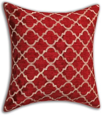 INDHOME LIFE Embroidered Cushions Cover(40 cm*40 cm, Maroon)