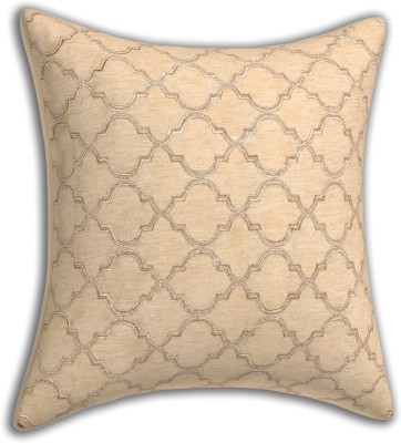 INDHOME LIFE Embroidered Cushions Cover(40 cm*40 cm, Beige)