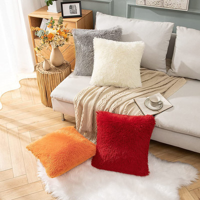 PICKKART Microfibre Solid Cushion Pack of 4(Red, White, Orange, Grey)