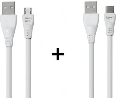 Larecastle USB Type C Cable 2 A 1 m Fast Charging Combo Micro USB + Type C Data Cable(Compatible with All Android Mobiles, White, Pack of: 2) Larecastle USB Type C Cable 2 A 1 m Fast Charging Combo Micro USB + Type C Data Cable(Compatible with All Android Mobiles, White, Pack of: 2)