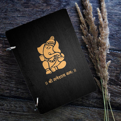 DI-KRAFT Wooden cover Handmade and ring lock pattern Diary A5 Diary Unruled 160 Pages(Black 7)