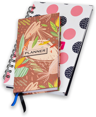 GRYPHUS BY SS CREATION Monthly & Weekly Planner and Organizer for Women, Goals Journal with Calendar Regular Planner YES 192 Pages(Brown, White, Pink, Pack of 2)
