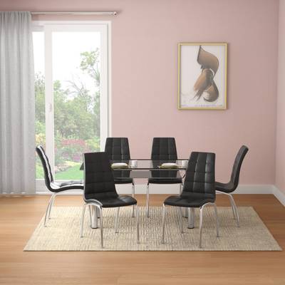 Godrej Interio Cooper Glass 6 Seater Dining Table