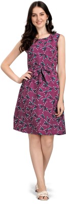 ATHARVA FAB Women Fit and Flare Purple Dress