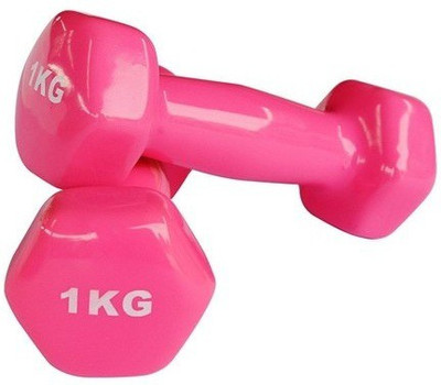 LCARNO vinyl dumbbell 1kg vinyl dumbbell set for home workout Fixed Weight Dumbbell(1 kg)