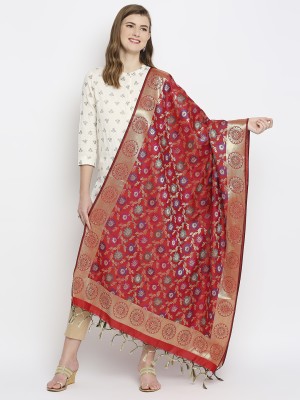 DUPATTA BAZAAR Silk Blend Floral Print Women Dupatta