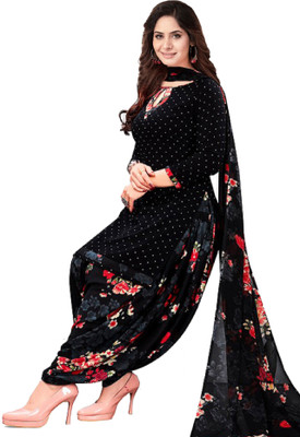 Siril Crepe Floral Print, Geometric Print, Printed Salwar Suit Material