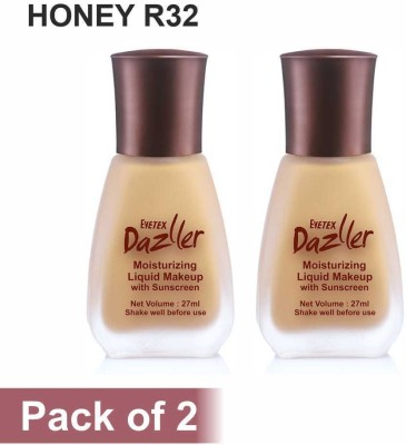 Eyetex Dazller Moisturizing Liquid Makeup (Pack of 2) Foundation(Honey R32, 27 ml)