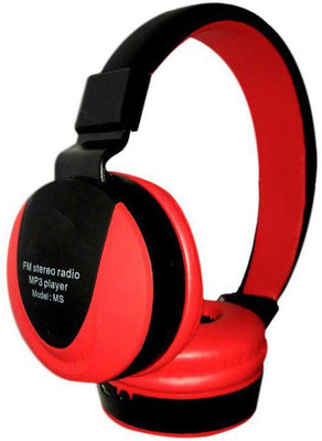 G2L WIRELESS HEADPHONE WITH CLEAR SOUND WITH DEEP BASS WITH AUX,FM AND MP3 Bluetooth & Wired(Red, On the Ear)