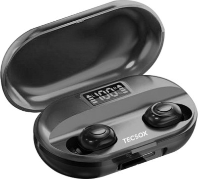 TecSox PowerHouse True Wireless Earbuds with Charging Case|45 Hr Play Time | High Bass Bluetooth Headset(Black, True Wireless)
