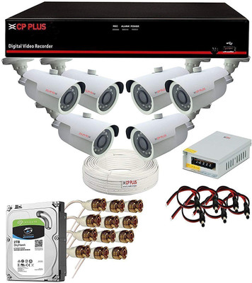 CP PLUS 2.4MP 6 Bullet Camera & DVR with All UPVsales® Accessories Complete CCTV Combo Set Security Camera(1 TB, 8 Channel)