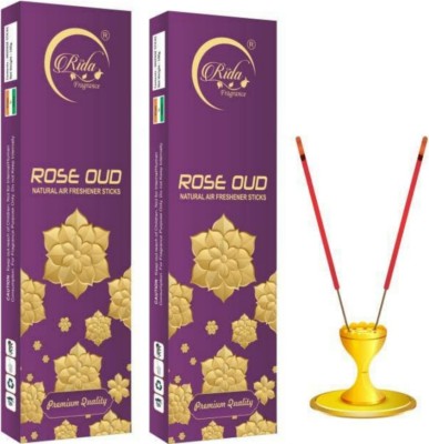 RIDA FRAGRANCE Combo Of 2 Rose Oud Premium Incence Sticks|Non Toxit|100gm X 2 pack| Rose&Oud(110, Set of 2)