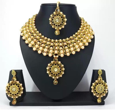 Arya enterprises Alloy Gold-plated Gold Jewellery Set(Pack of 1)